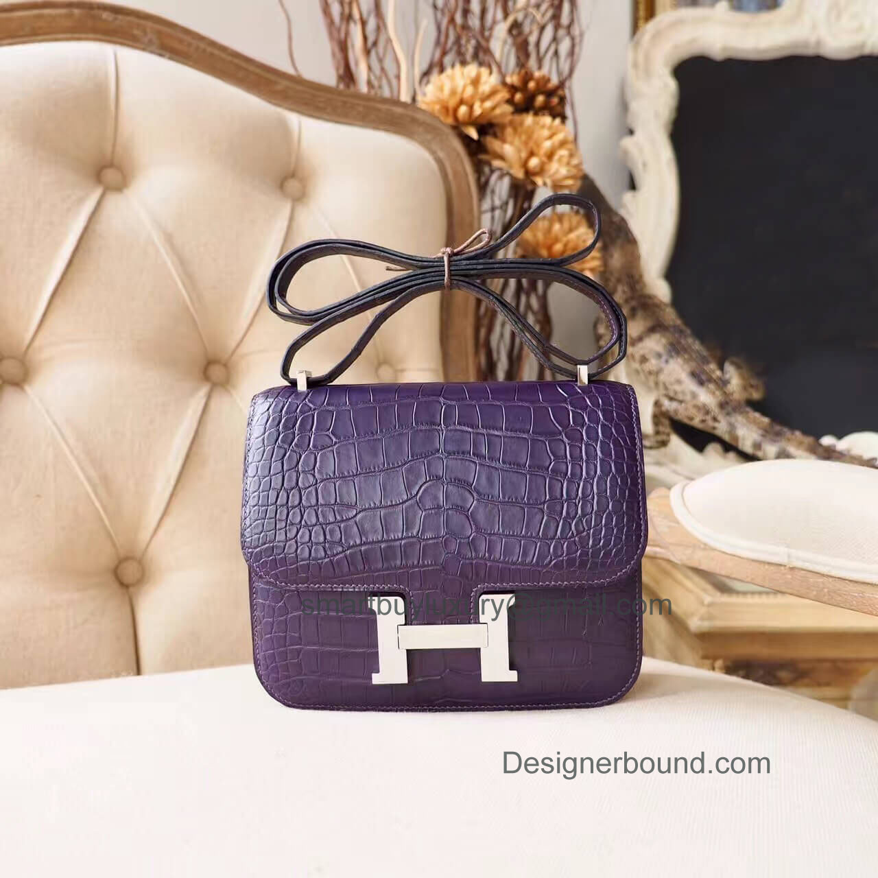 Hermes Mini Constance 18 Bag in 9k Iris Matte Alligator PHW